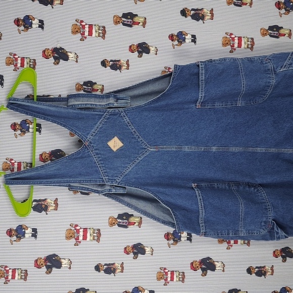 Vintage BIG MAC Square Bak bib carpenter wide leg denim workwear overalls 44-30 - Picture 4 of 7
